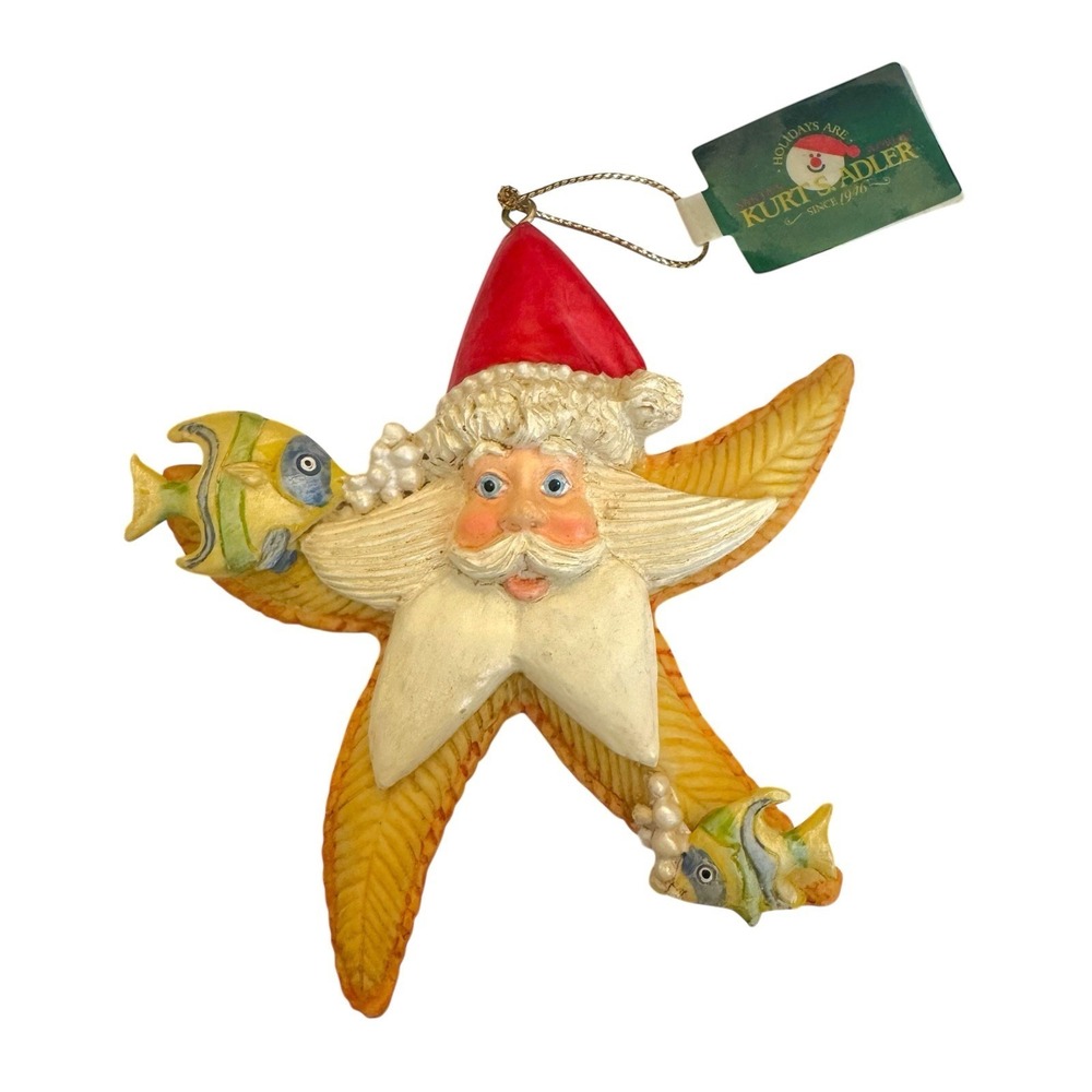 Vintage Kurt Adler Starfish Santa‎ Head 4.5" Ornament - RARE!